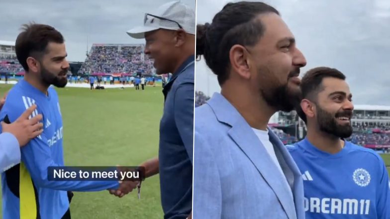 Former NBA All-Star John Starks Shares Laughs With Virat Kohli and Yuvraj Singh Before Ind vs Pak ICC T20 World Cup 2024 Match (Watch Video)