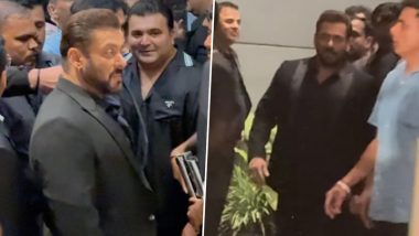 Salman Khan Looks Cool in All-Black Suit at Sonakshi Sinha and Zaheer Iqbal's Wedding Reception (Watch Video)