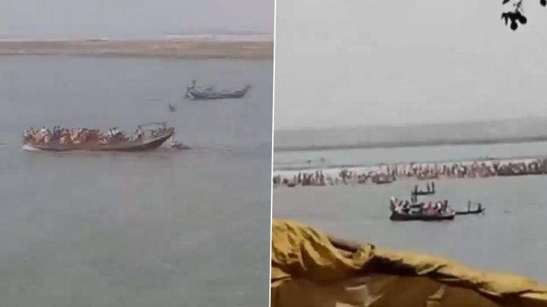 Bihar Boat Capsize Videos: Six Devotees Missing After Boat Carrying 17 People Overturns in Ganga River in Barh, Search and Rescue Operation Underway