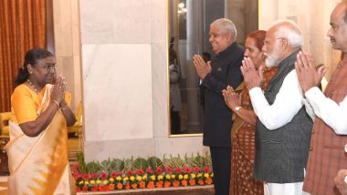 President Droupadi Murmu Hosts Farewell Dinner for Outgoing Union Council of Ministers, Led by PM Narendra Modi, at Rashtrapati Bhavan (See Pics)