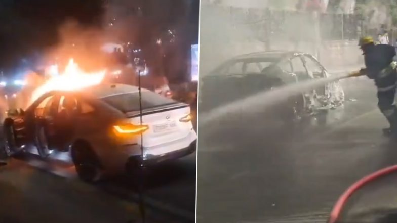 BMW Catches Fire in Hyderabad: Moving Luxury Car Gutted in Fire in ...