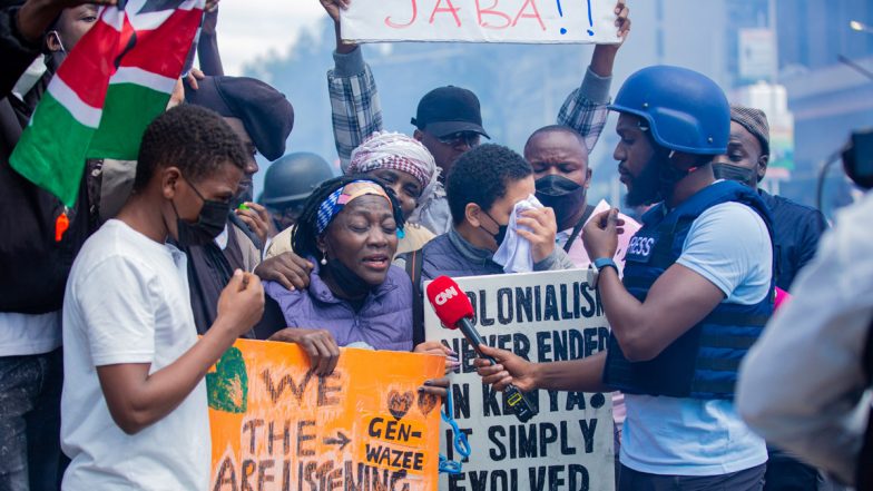 Barack Obama's Sister Teargassed: Former US President's Half-Sister, Auma Obama, Teargassed Live on CNN for Protesting Against Controversial Finance Bill in Kenya (Watch Video)