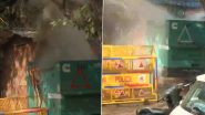 Delhi Fire: Blaze Erupts at Generator Outside AAP Office, No Casualties Reported (Watch Video)