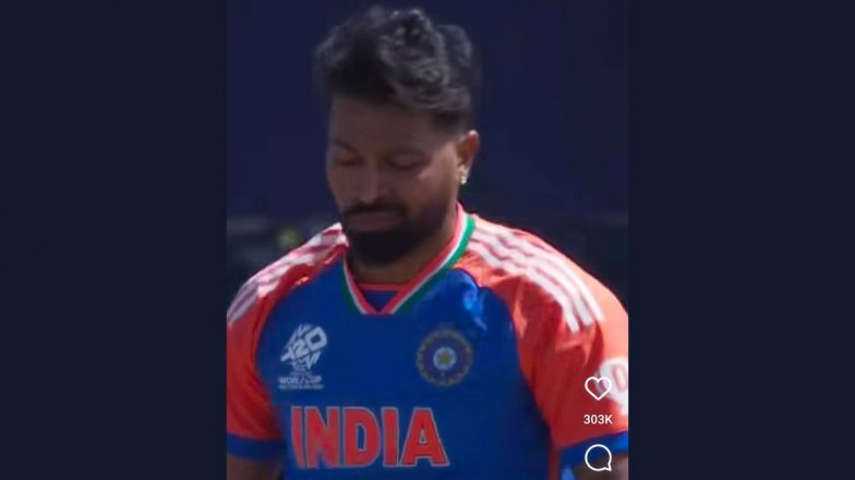 Hardik Pandya Gives Smirky Look After Picking Up Shadab Khan’s Wicket During Ind vs Pak ICC T20 World Cup 2024 Match, Video Goes Viral