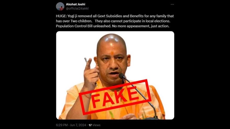 Two-Child Policy Implemented in Uttar Pradesh? No Government Facilities to Those Having More Than Two Children in UP? Here's the Truth Behind Viral Claim