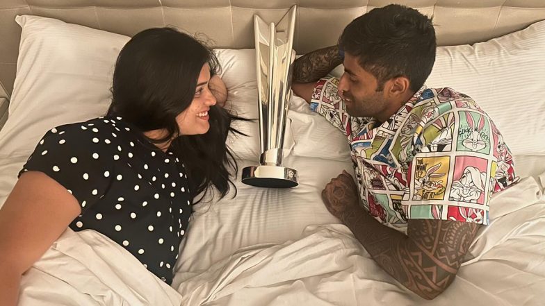 Suryakumar Yadav’s Wife Devisha Shetty Shares Pics of T20 World Cup 2024 Trophy on Their Bed, Says ‘It’s Going To Be A Good Nights Sleep’