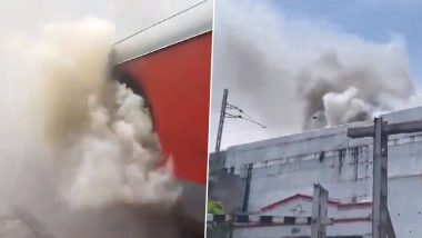 Hyderabad Train Fire: Empty Train Coaches Catch Fire on Railway Overbridge Near Rail Nilayam in Telangana's Secunderabad; None Hurt (Watch Videos)