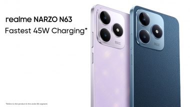 Realme NARZO N63 Launched in India With 45W Fast-Charging and 50MP AI Camera Under Rs 10,000; Check Price of Each Variant, Specifications and Features
