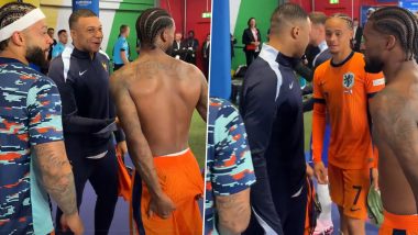 Kylian Mbappe Greets Xavi Simons While Meeting Dutch Stars in Tunnel After Netherlands vs France UEFA Euro 2024 Match, Says ‘He Was Thinking He Was Killing Us’ (Watch Video)