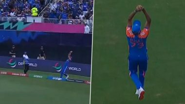 Mohammed Siraj Takes Stunning Catch Near Boundary Line to Dismiss Nitish Kumar Off Arshdeep Singh’s Bowling During IND vs USA ICC T20 World Cup 2024 Match (Watch Video)