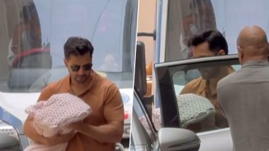 Varun Dhawan and Natasha Dalal Take Their Baby Girl Home From Hospital; Check Out First Glimpse of The Couple's Little Daughter (Watch Video)