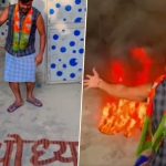 Man Wearing BJP Scarf Sets Fire to ‘Ayodhya’ Figurine After Lok Sabha Elections 2024 Results, Police React After Video Goes Viral