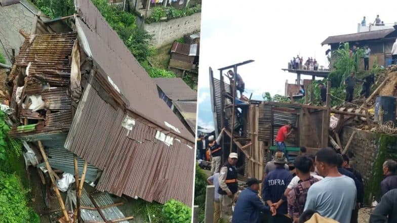 Landslide Wrecks Homes in Nagaland's DC Hill West, State Forces Deployed for Rescue (See Pics)