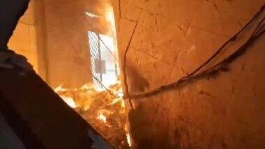 Delhi Fire Video: Blaze Engulfs Three-Storey Factory in Shahdara, Six Fire Tenders Rushed to Scene