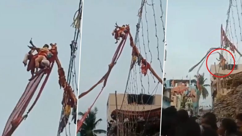 Andhra Pradesh: Two Dead After Priest Performing Rituals on Top of Wooden Pole Falls on Them During Sirimanotsvam Festival in Srikakulam (Watch Video)