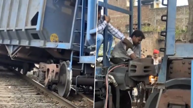 Uttar Pradesh Train Derailment: Multiple Bogies of a Goods Train Derail Near Prayagraj Junction Railway Station, Videos Surface