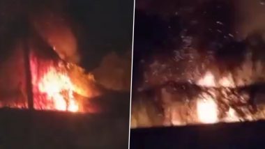 Mohania Fire: Several Bikes Gutted in Major Blaze at Police Station Campus in Kaimur District of Bihar, Doused Off (Watch Video)