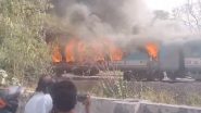 Delhi Train Fire: Massive Blaze Breaks Out Inside Passenger Coach in Sarita Vihar, Fire Tenders Present at Spot (Watch Video)