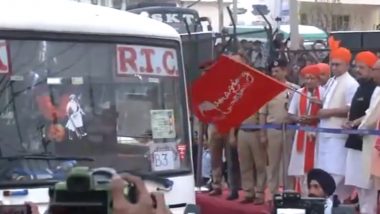 Amarnath Yatra 2024: Jammu and Kashmir L-G Manoj Sinha Flags Off First Batch of Yatris; Security Heightened at Several Places in Valley (Watch Videos)