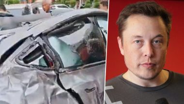 Tesla Model Y Flips Seven Times in Crash, yet Everyone Inside Car Survives; Safety Is Our Primary Design Goal, Says Elon Musk While Reacting to Old Accident Video