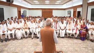 Prime Minister-Designate Narendra Modi Interacts With Would-Be Ministers Ahead of Modi 3.0 Cabinet Unveiling (Watch Video)