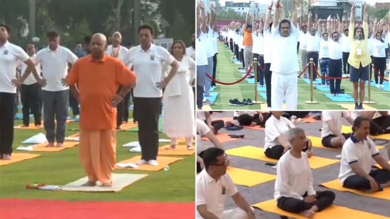 International Yoga Day 2024: Yogi Adityanath, S Jaishankar and Other Leaders Perform Yoga to Celebrate 10th Yoga Day (Watch Videos)