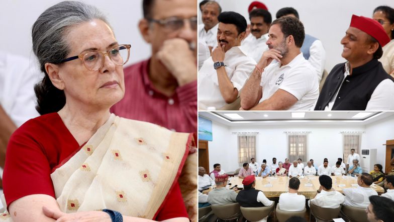INDIA Bloc Meet: Congress President Mallikarjun Kharge Welcomes ‘All Parties With Similar Values’ at Opposition Gathering (See Pics)