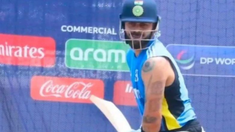 India’s Opening Practice Session in West Indies: Rohit Sharma’s Pitch Inquiry, Virat Kohli and Ravindra Jadeja Bat With High Intensity