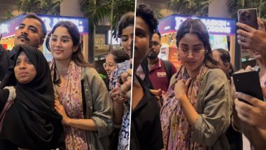 Janhvi Kapoor Gets Mobbed by Fans for Selfies at Mumbai Airport, Actress Calmly Handles the Situation (Watch Video)