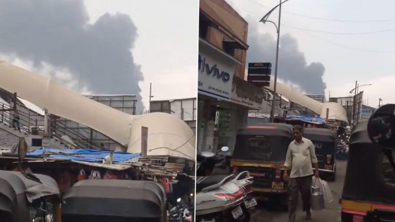 Mumbai Fire Videos: Massive Blaze Erupts at Indo Amines Company in Dombivli, Multiple Fire Tenders on Site