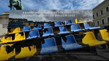 Ukraine Display Destroyed Sonyachny Stadium Stand in Munich in Reminder of War Ahead of UEFA Euro 2024 Opening Match Against Romania