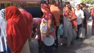 Delhi Water Crisis: People Wait in Long Queues As National Capital Continues To Grapple With Water Shortage (Watch Videos)