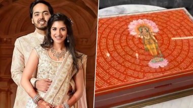 Anant Ambani-Radhika Merchant Wedding Invitation: Couple’s Exquisite Bhajan-Playing Marriage Invite Comes With Portable Mandir, Handcrafted Shawl and More (Watch Video)