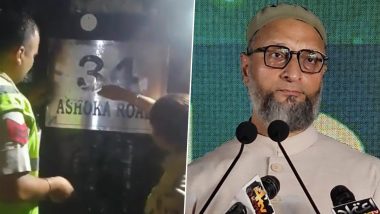 Asaduddin Owaisi House Vandalised: AIMIM MP Says Black Ink Thrown at His Delhi Residence, Questions Amit Shah and Om Birla Over Saftey of Lawmakers (Watch Video)