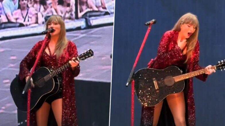 Taylor Swift Swallows Bug Again at Her Eras Tour Concert in London; Pop Sensation Requests Fans To Sing (Watch Video)