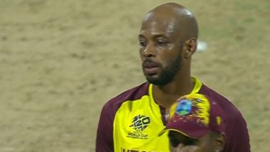 West Indies’ Roston Chase Becomes Fourth Player To Achieve Double of Fifty, Three-Fer in ICC T20 World Cup Match