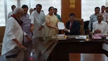 Sunetra Pawar Files Nomination for Rajya Sabha By-Election at Vidhan Bhawan in Mumbai (Watch Video)