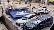 Punjab Billboard Collapse: Several Cars Damaged After Hoarding Collapses Due to Thunderstorm in Zirakpur (See Pic)