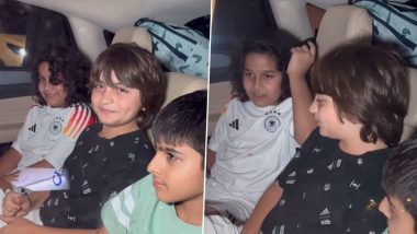 Shah Rukh Khan’s Son AbRam Flaunts His Dimples As He Smiles and Waves at Paps After Attending Sohail Khan’s Son's Birthday Bash (Watch Video)