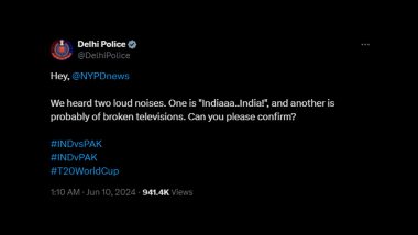 Delhi Police Tags NYPD in Hilarious Tweet With ‘Broken TV’ Remark After India Register Six-Run Win Over Pakistan in ICC T20 World Cup 2024 (See Post)