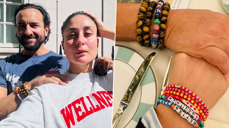 Kareena Kapoor Khan Spends Quality Time With Hubby Saif Ali Khan, Shares Pics of Beaded Bracelets and Pizza!