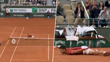 Novak Djokovic Performs Plane Celebration After Winning A Point Against Francisco Cerundolo in French Open 2024 Fourth Round Clash (Watch Video)