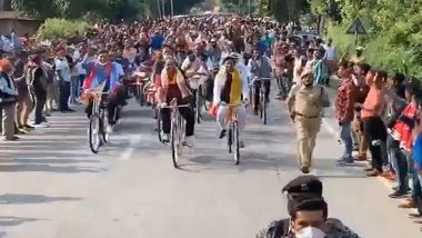 World Bicycle Day 2024: Assam CM Himanta Biswa Sarma Participates in Cycling Rally (Watch Video)