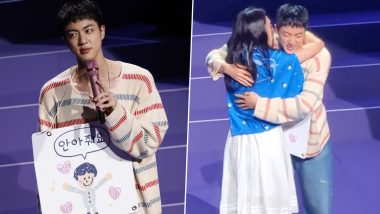 BTS FESTA 2024: Jin's Overenthusiastic Fan Attempts To Kiss the K-Pop Star During Free Hug Event; His Adorable Reaction to It Goes Viral – WATCH