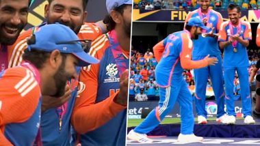 Rohit Sharma Does Ex-WWE Star Ric Flair's Strut As He Collects T20 World Cup 2024 Trophy from Jay Shah, Video Goes Viral