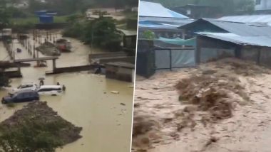 Itanagar Flood: Cloudburst Triggers Floods in Arunachal Pradesh's Capital City, Houses and Vehicles Damaged (Watch Videos)