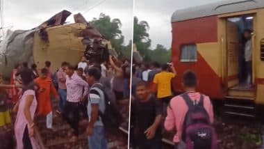 West Bengal Train Accident Update: Several Feared Dead As Goods Train Rams Into Sealdah-Bound Kanchenjunga Express Near New Jalpaiguri Station in Darjeeling (See Pics and Video)