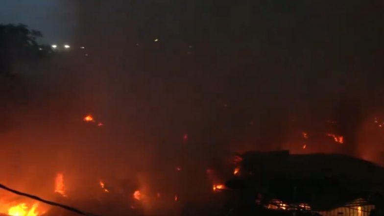 Jammu and Kashmir Fire Videos: Major Blaze Erupts at Scrapyard in Trikuta Nagar Area, Flame Doused Off
