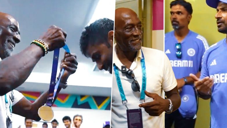 Suryakumar Yadav Receives ‘Best Fielder’ Medal From Sir Vivian Richards for His Outstanding Performance During IND vs BAN ICC T20 World Cup 2024 Super 8 Match (Watch Video)