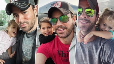 Enrique Iglesias' Wife and Former Tennis Star Anna Kournikova Shares Cute Selfies of Her Husband and Their Kids on Father’s Day (See Pics)